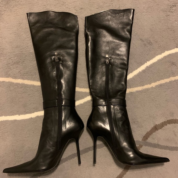 Bottes Femme Gianmarco Lorenzi - Talons Hauts - Cuir Noir - Taille 38 - Occasion